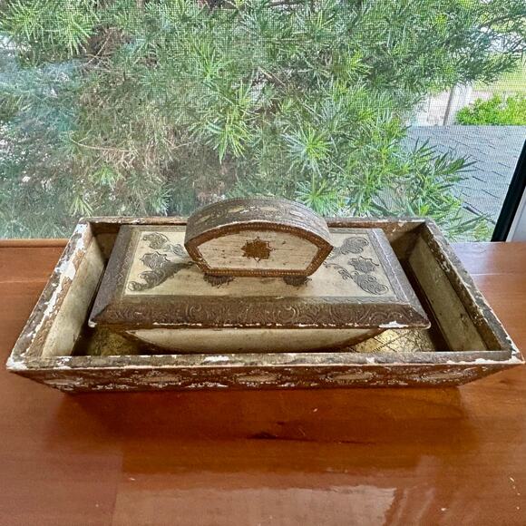 Vintage Florentine Gilt Rocking Blotter & Pen Tray – Italy - Picture 14 of 16